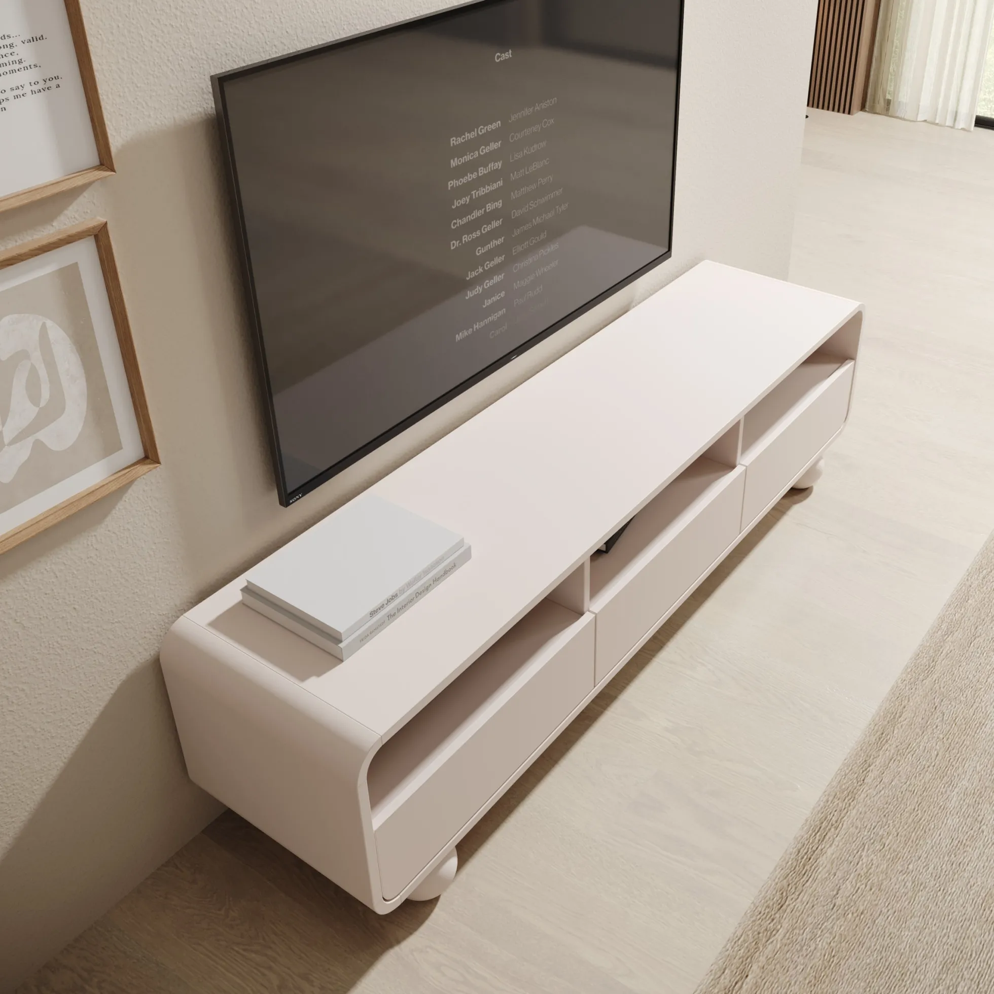 Anobo - TV-Meubel - Beige - 160x39x44 cm