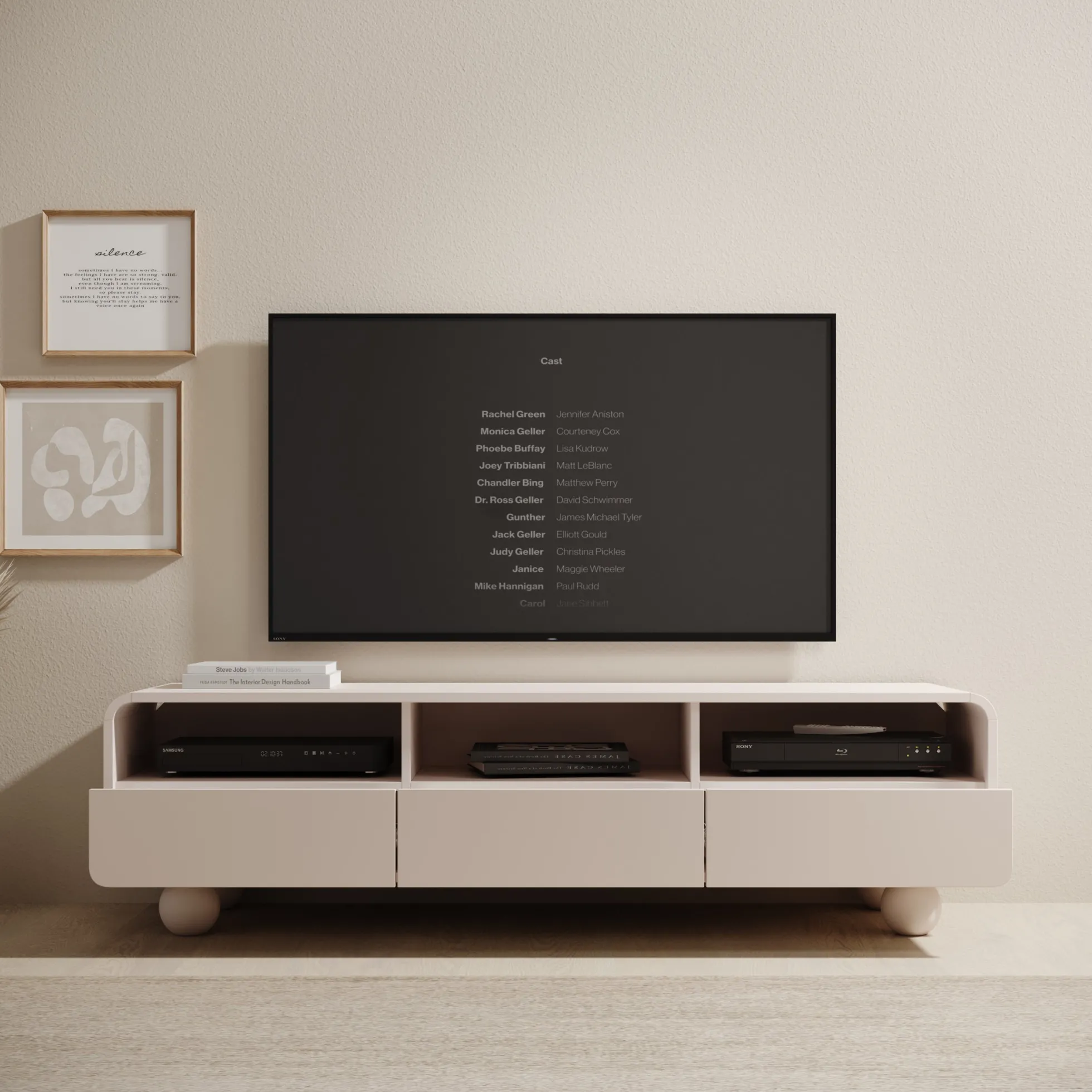 Anobo - TV-Meubel - Beige - 160x39x44 cm