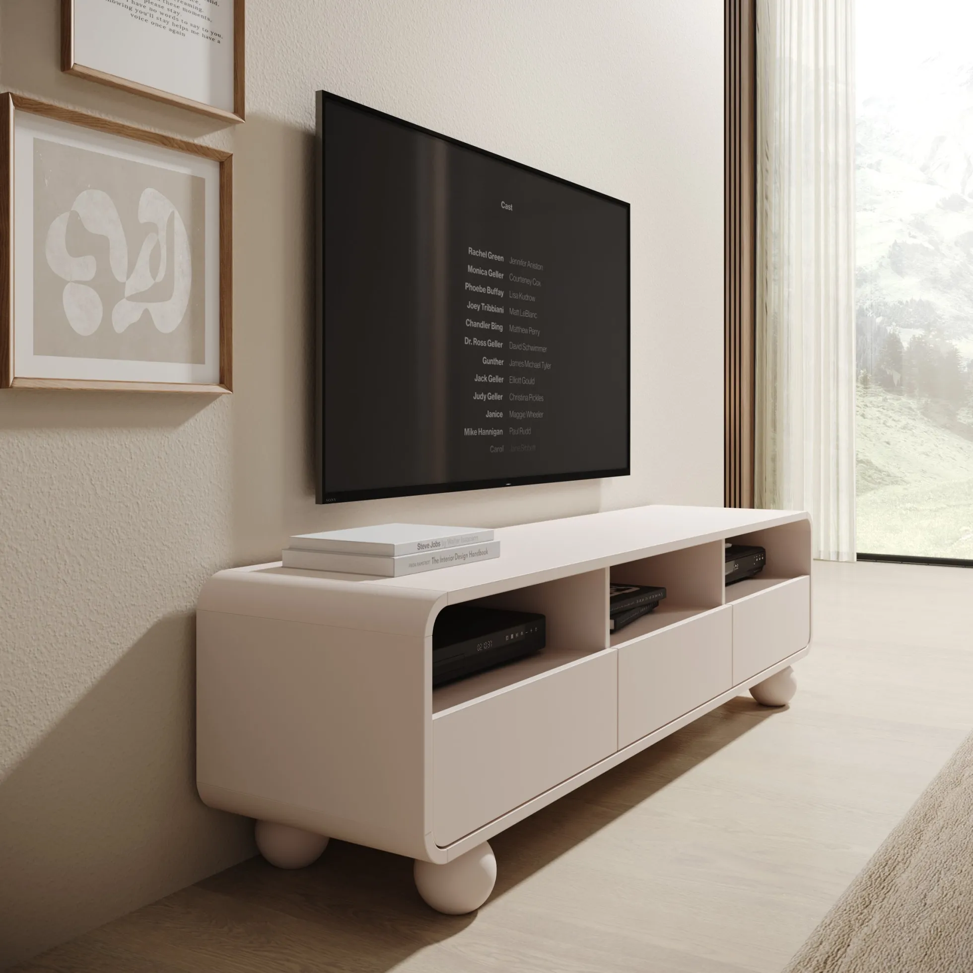 Anobo - TV-Meubel - Beige - 160x39x44 cm