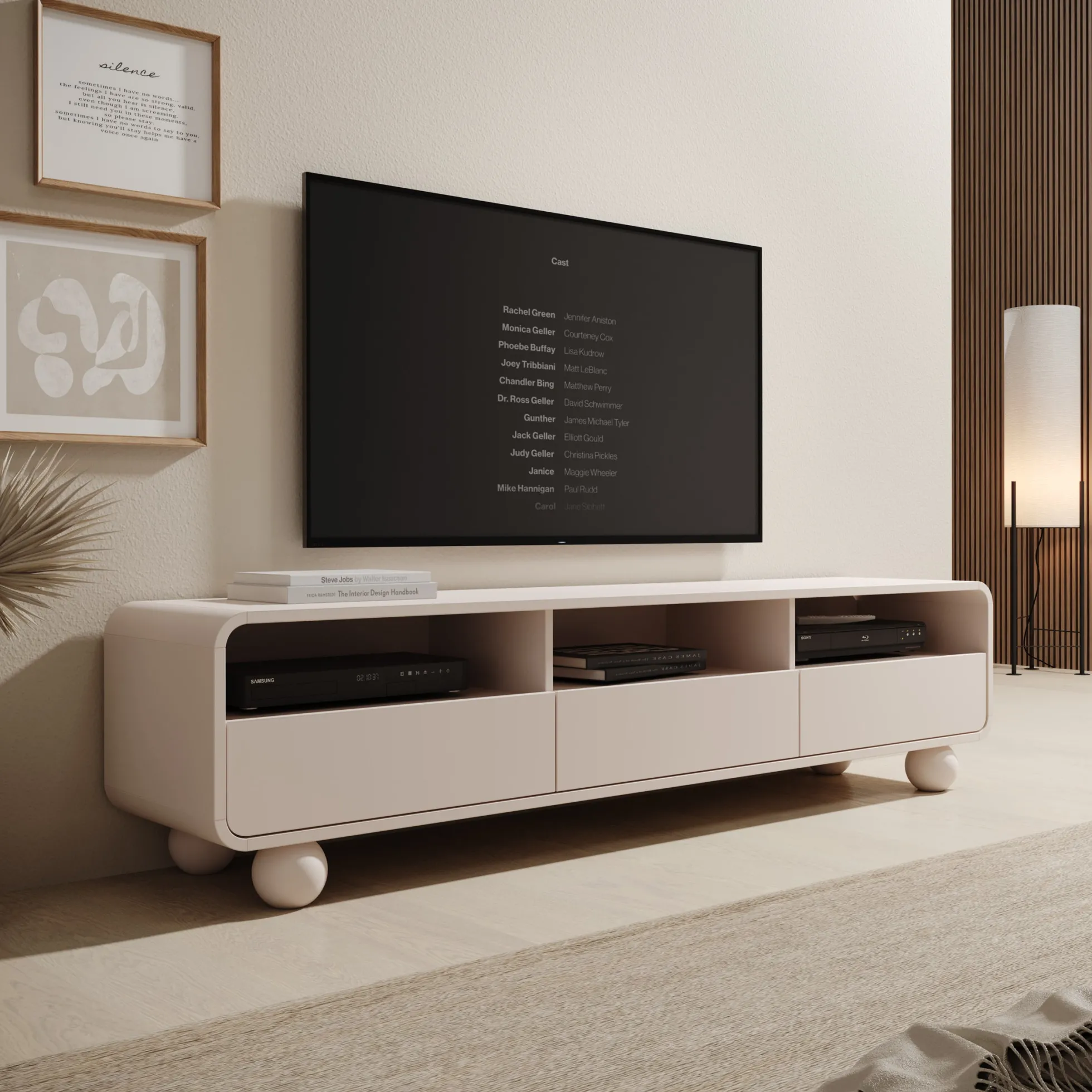 Anobo - TV-Meubel - Beige - 180x39x44 cm