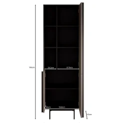 Antigo - Boekenkast - Beige/Antraciet - 63x43x195 cm
