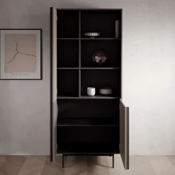 Antigo - Boekenkast - Beige/Antraciet - 83x43x195 cm