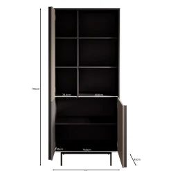 Antigo - Boekenkast - Eiken/Antraciet - 83x43x195 cm