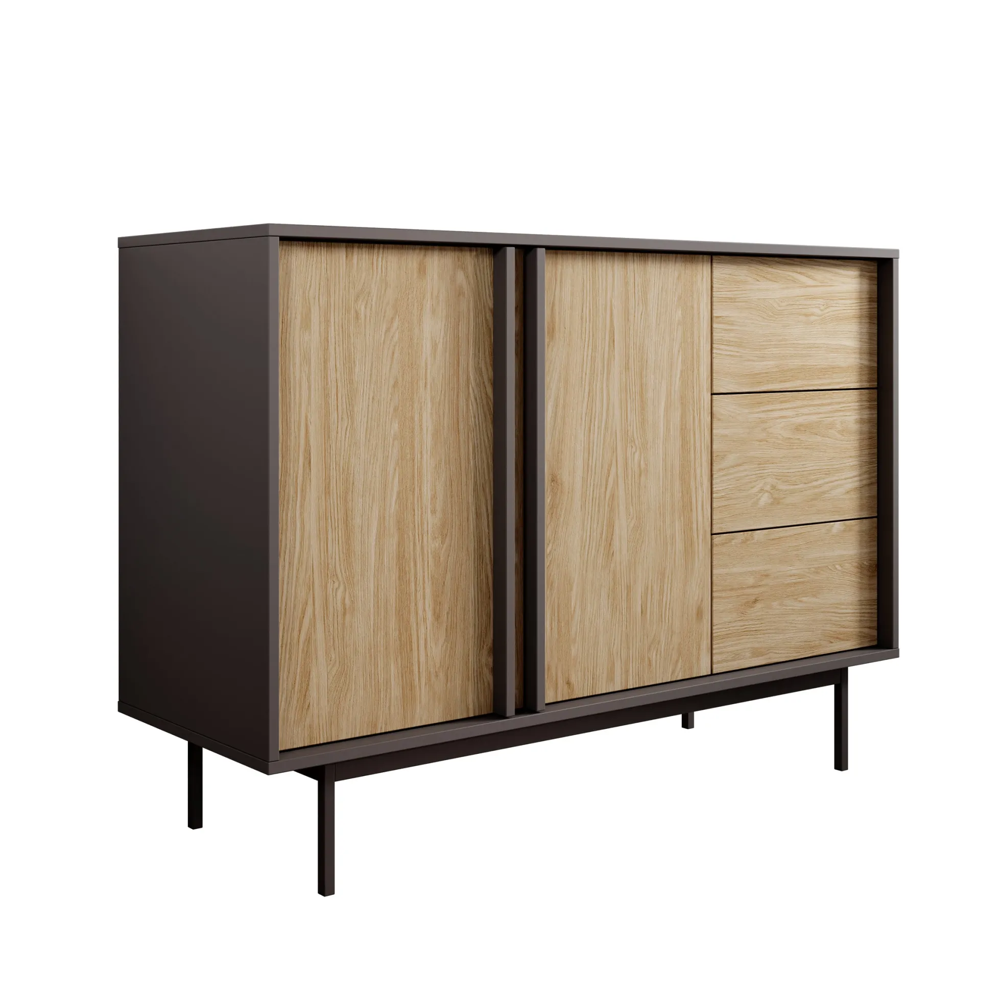Antigo - Dressoir - Eiken/Antraciet - 123x43x87 cm