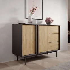 Antigo - Dressoir - Eiken/Antraciet - 123x43x87 cm