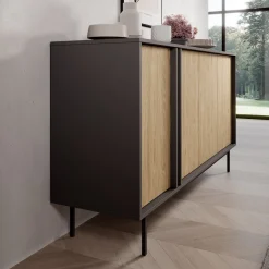 Antigo - Dressoir - Eiken/Antraciet - 163x43x87 cm