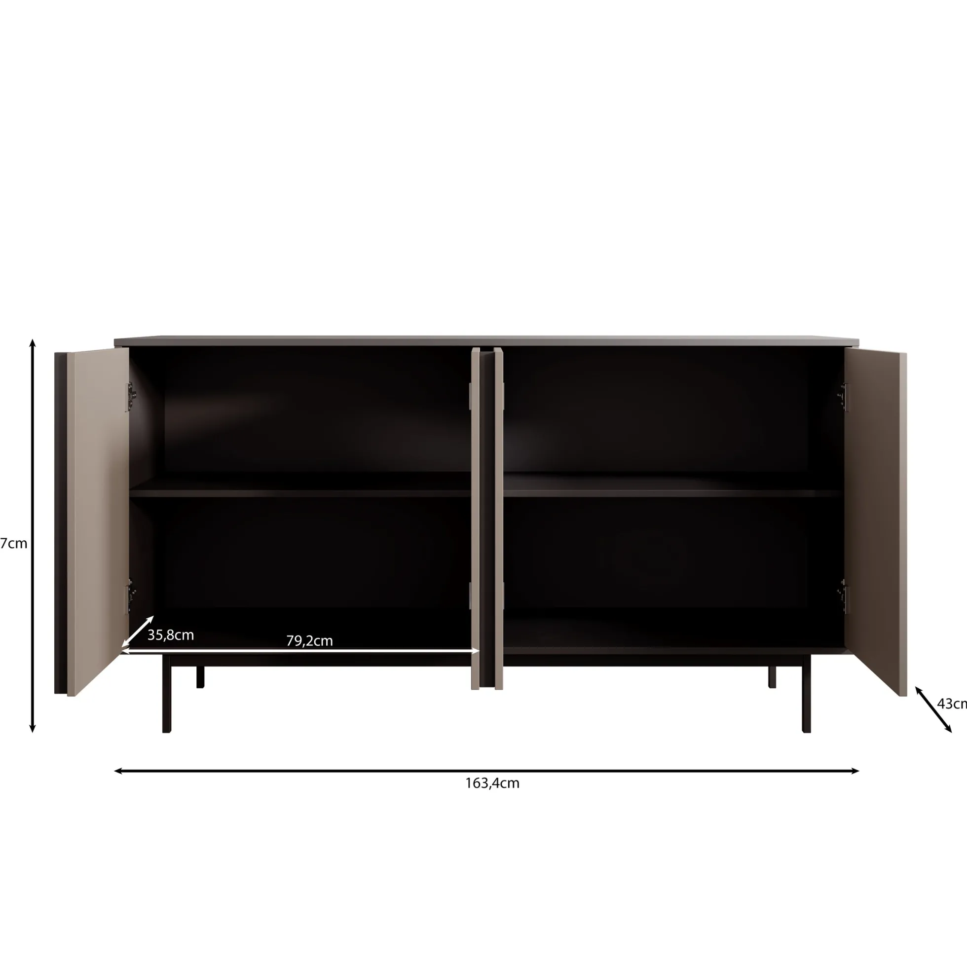Antigo - Dressoir - Eiken/Antraciet - 163x43x87 cm