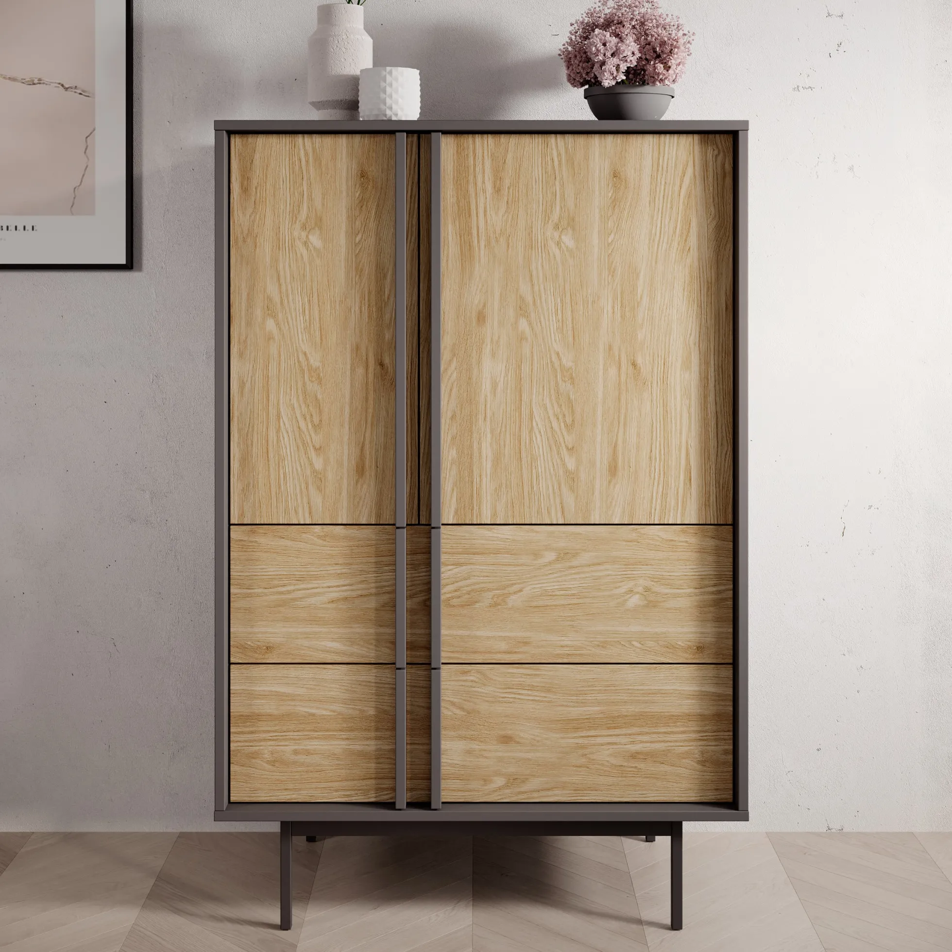 Antigo - Dressoir - Eiken/Antraciet - 83x43x127 cm