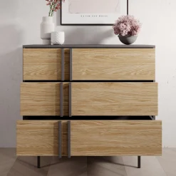 Antigo - Ladekast met 3 lades - Eiken/Antraciet - 93x43x87 cm
