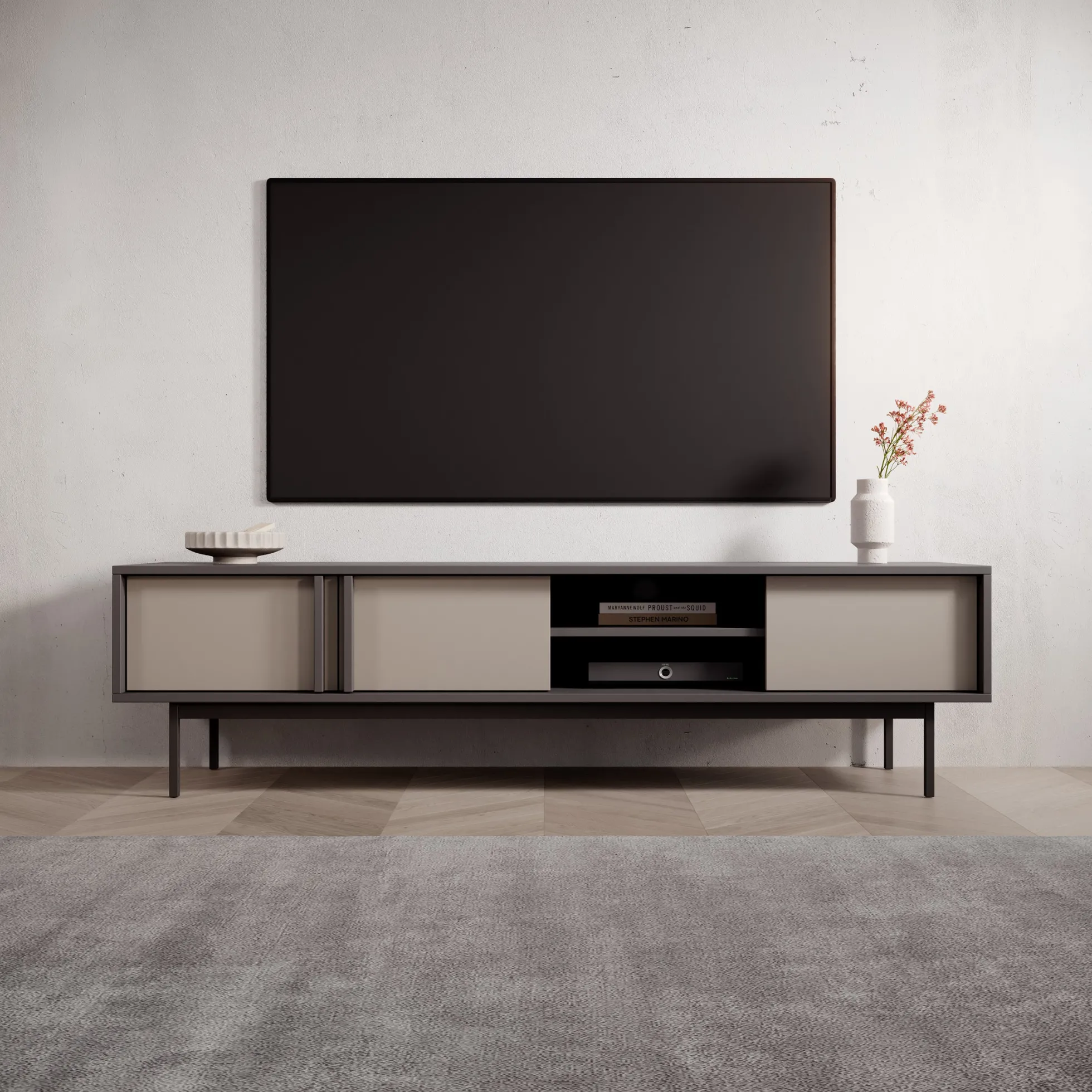 Antigo - TV-Meubel - Beige/Antraciet - 163x43x43 cm