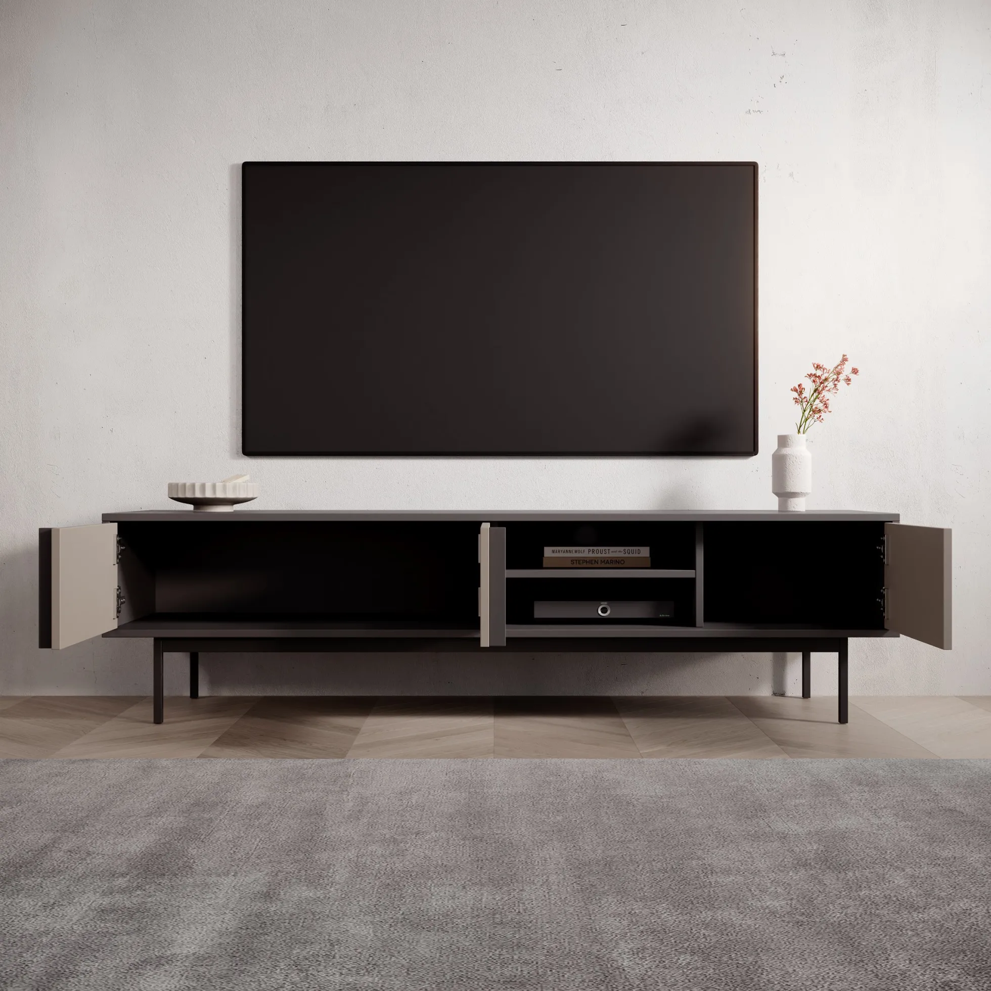 Antigo - TV-Meubel - Beige/Antraciet - 163x43x43 cm