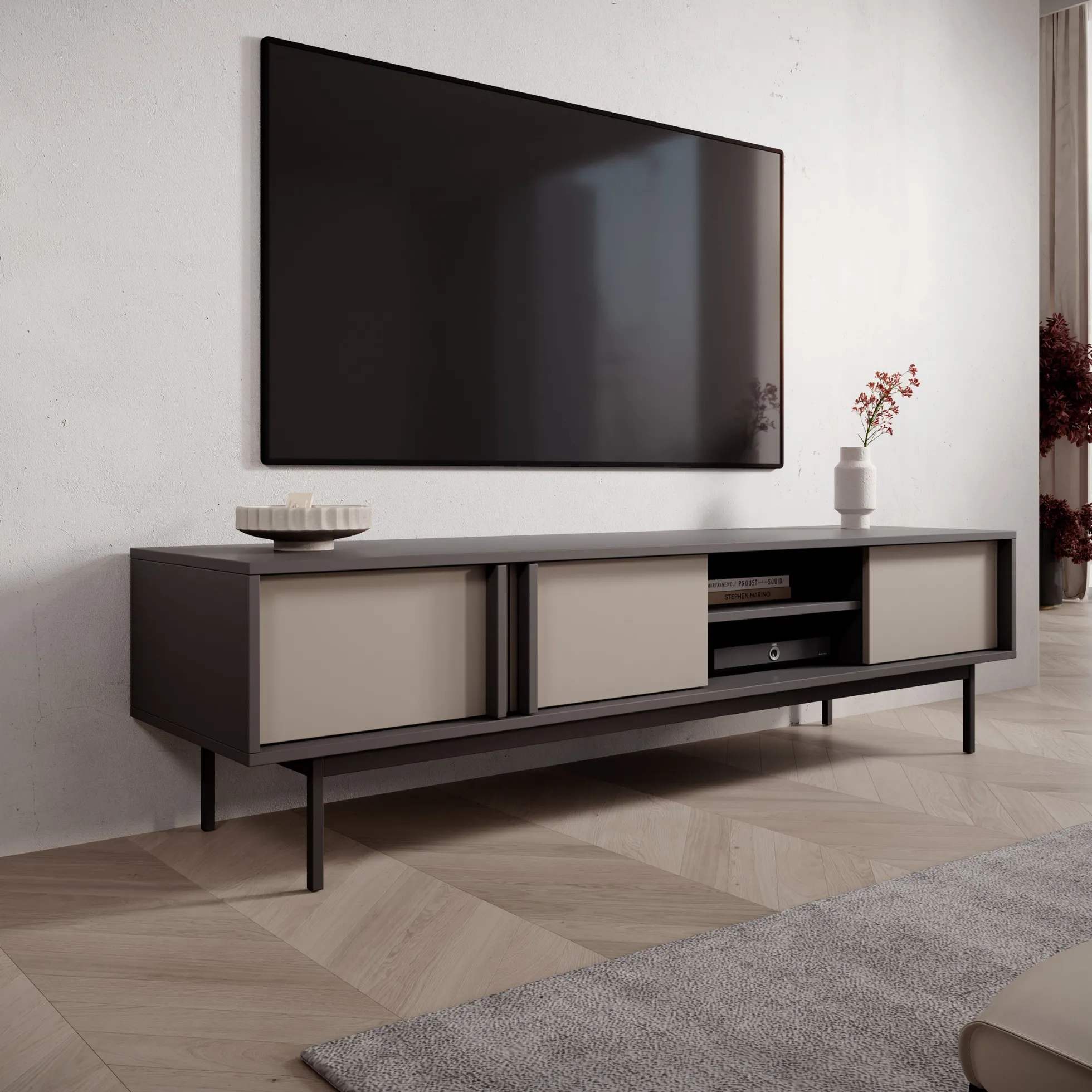 Antigo - TV-Meubel - Beige/Antraciet - 163x43x43 cm