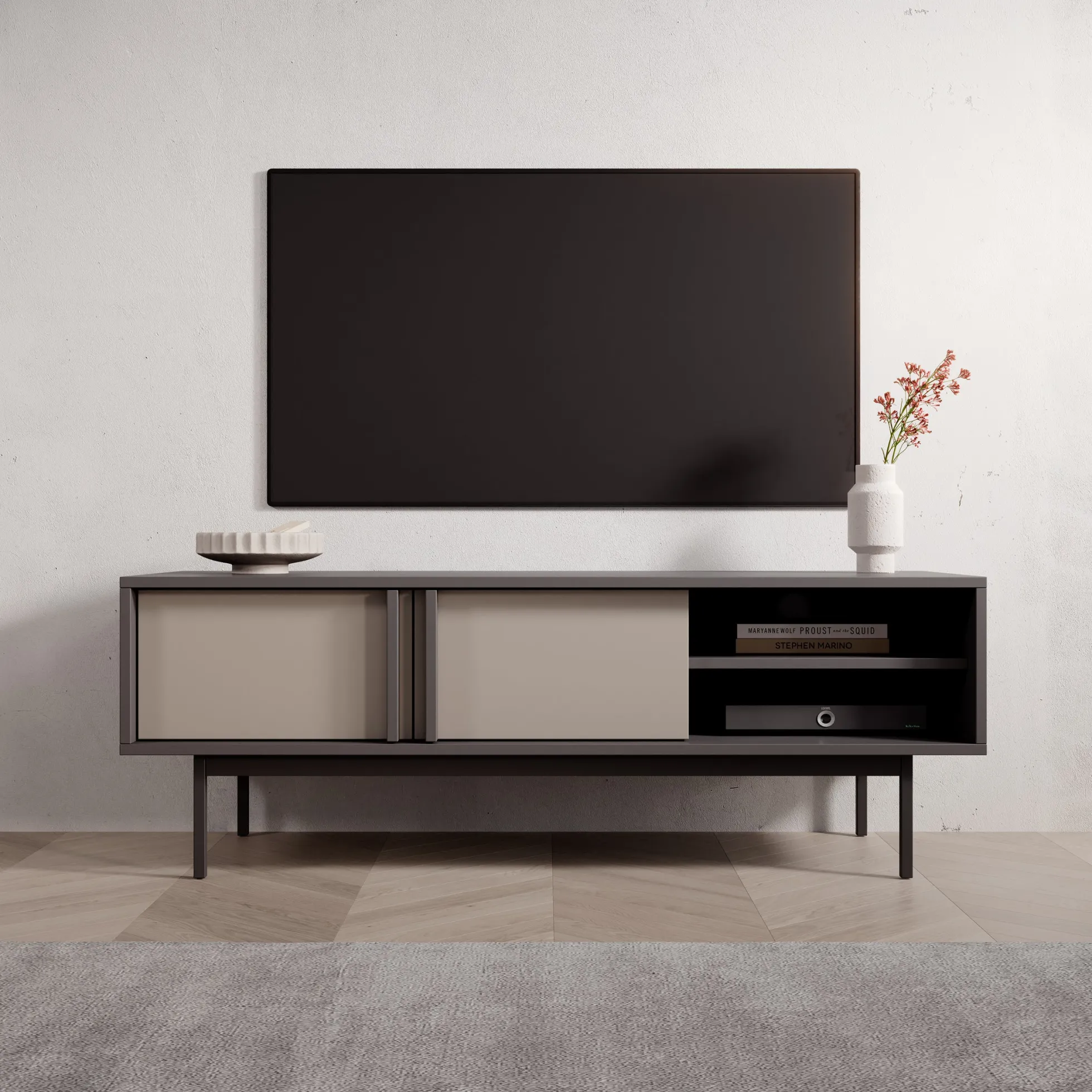 Antigo - TV-Meubel - Beige/Antraciet - 123x43x43 cm