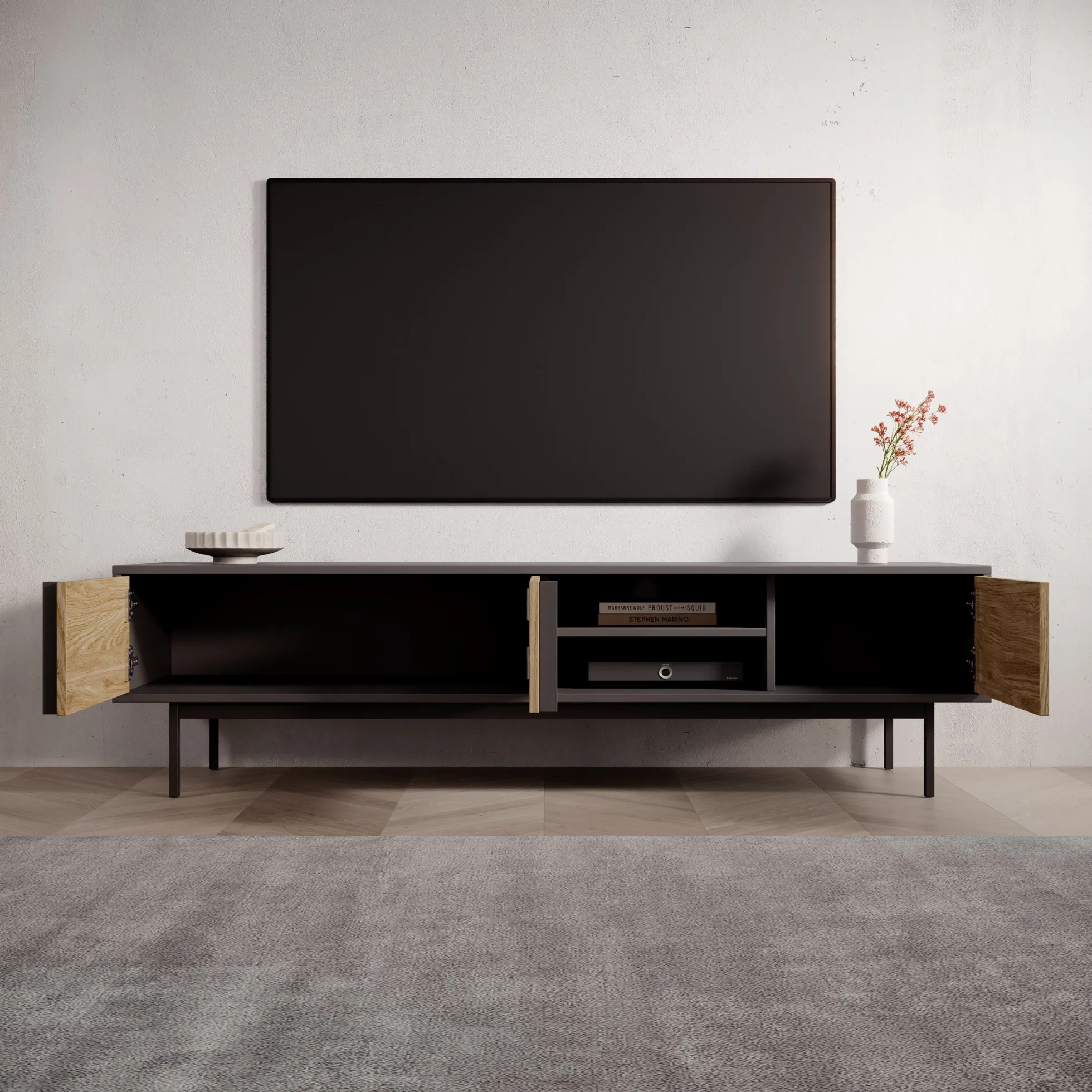 Antigo - TV-Meubel - Eiken/Antraciet - 163x43x43 cm