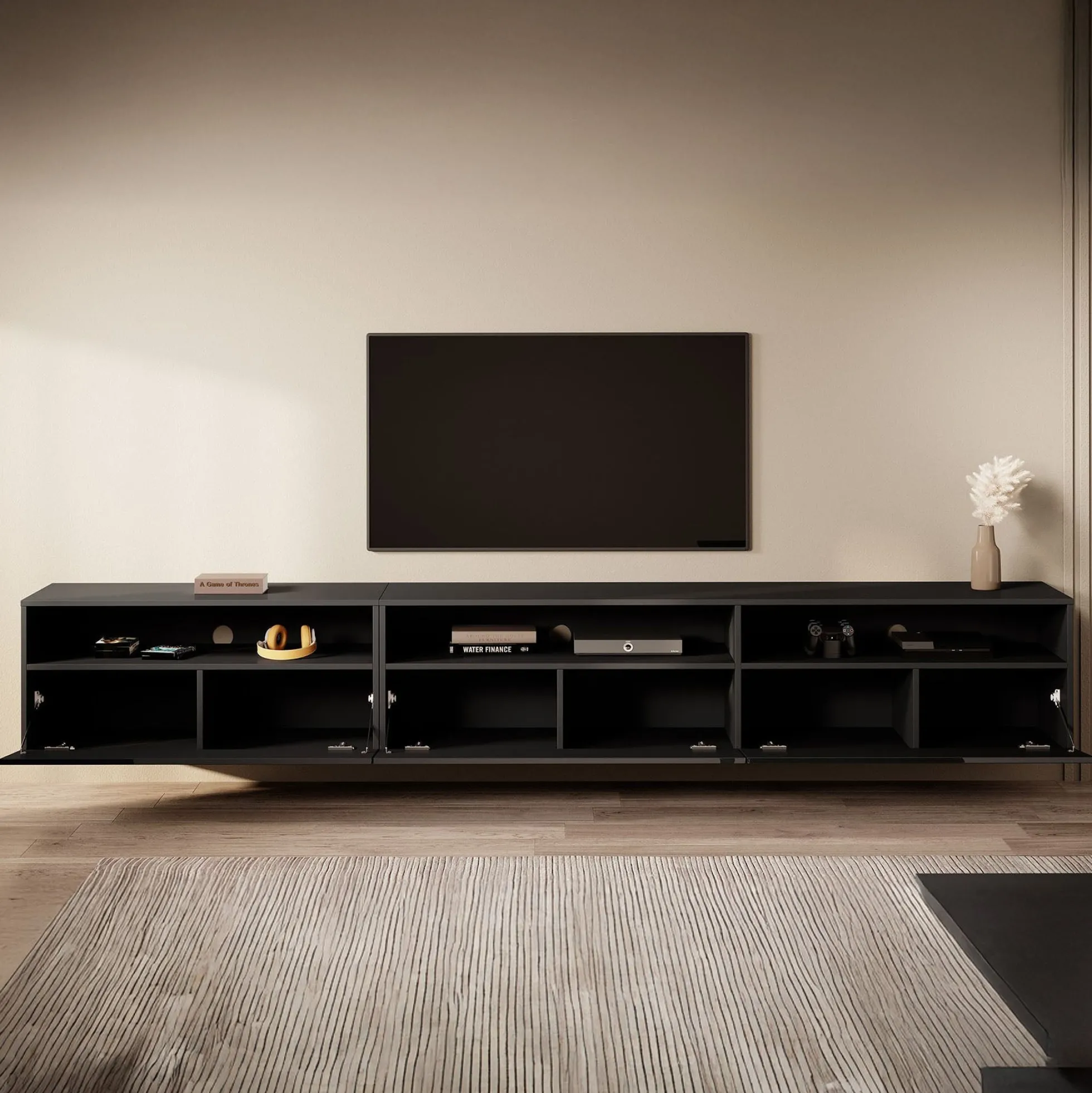 Antrix - TV-Meubel - Zwart - 270 cm