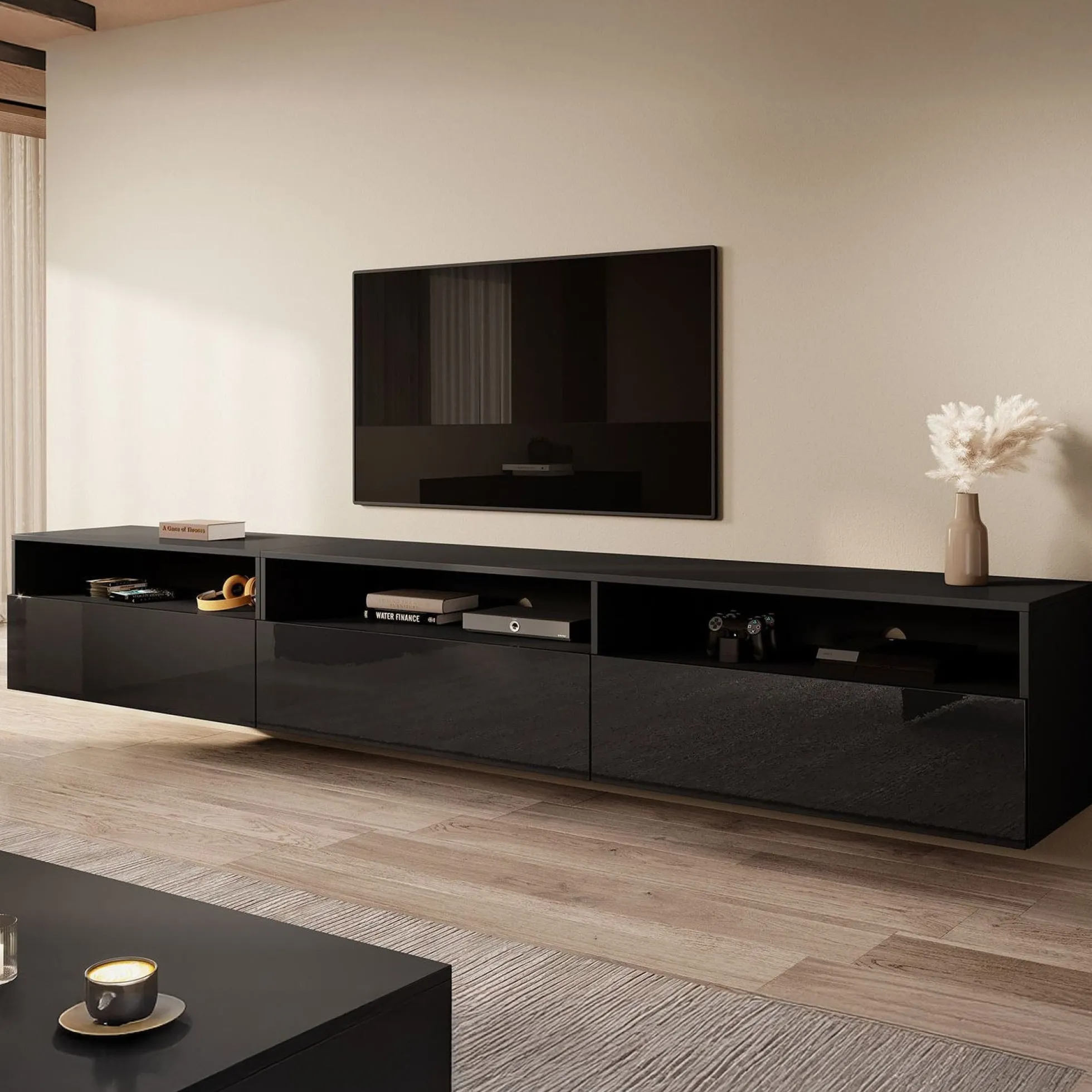 Antrix - TV-Meubel - Zwart - 270 cm