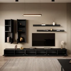 Antrix - Wandmeubel - Zwart - 270x41x26 cm