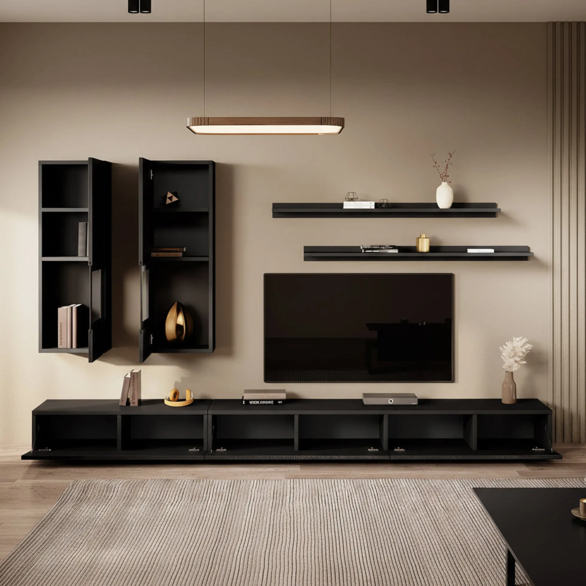 Antrix - Wandmeubel - Zwart - 270x41x26 cm