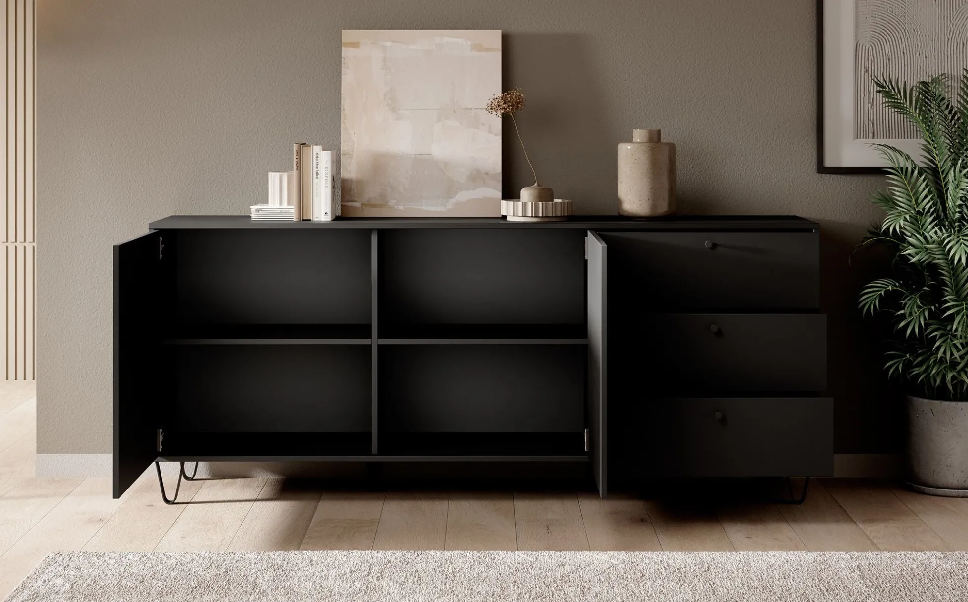 Apula - Dressoir - Antraciet - 184x40x75 cm