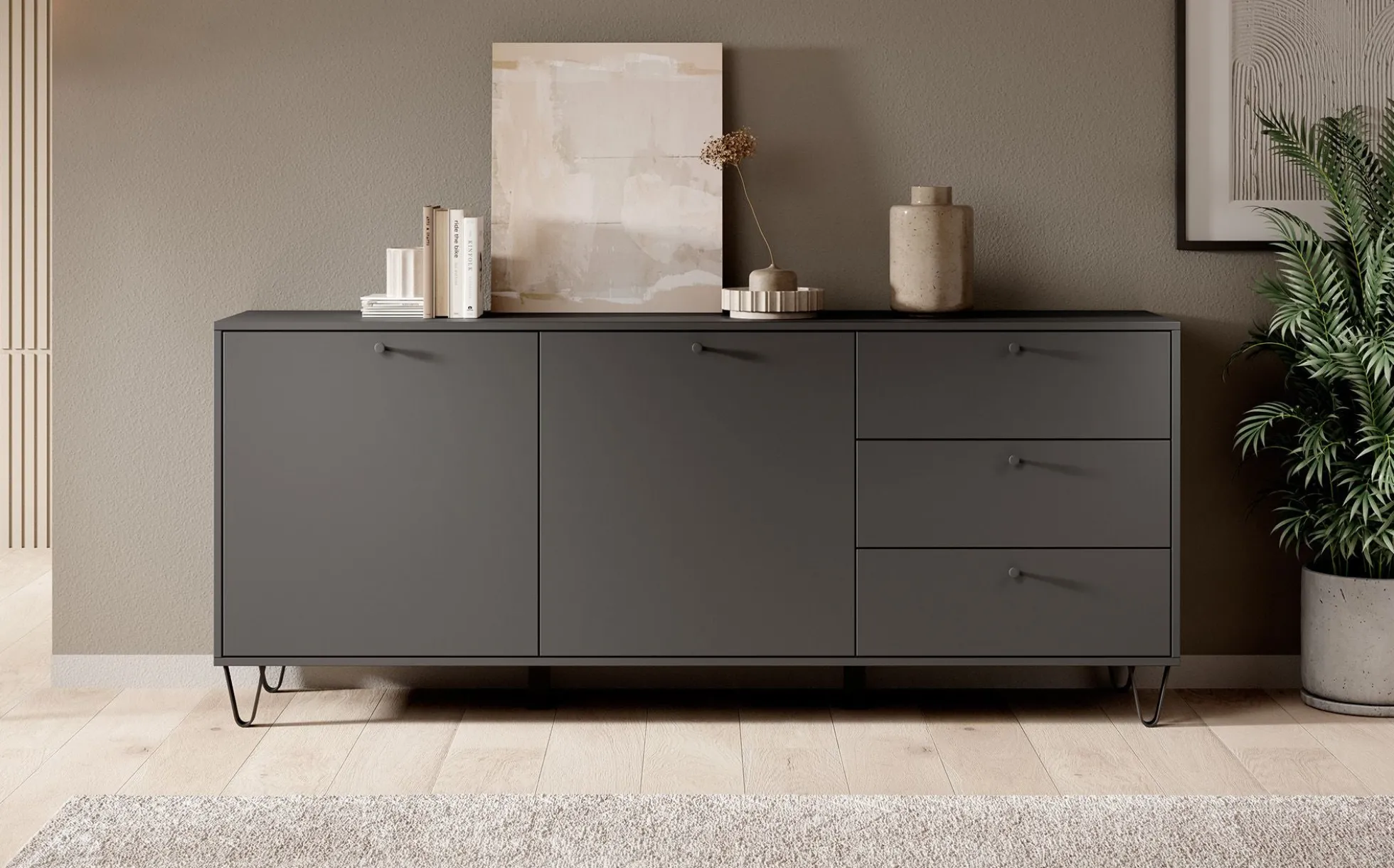 Apula - Dressoir - Antraciet - 184x40x75 cm