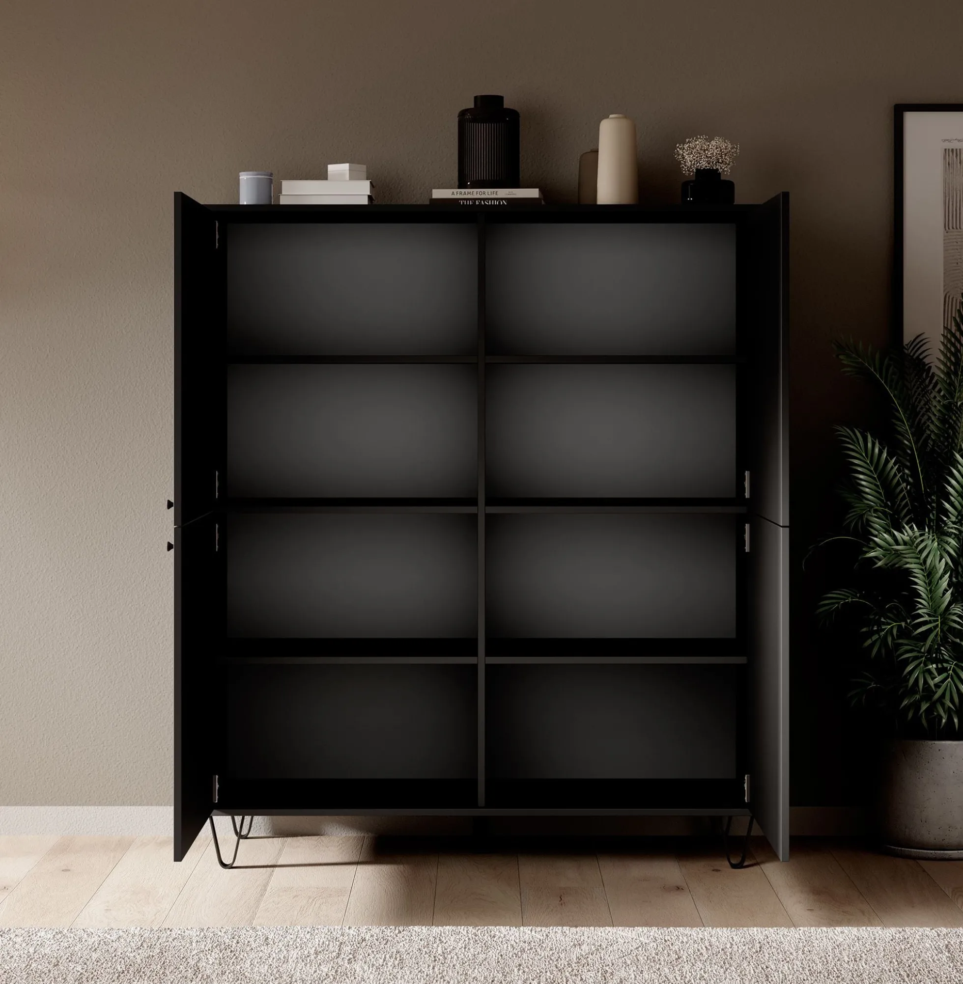 Apula - Dressoir - Antraciet - 124x40x135 cm