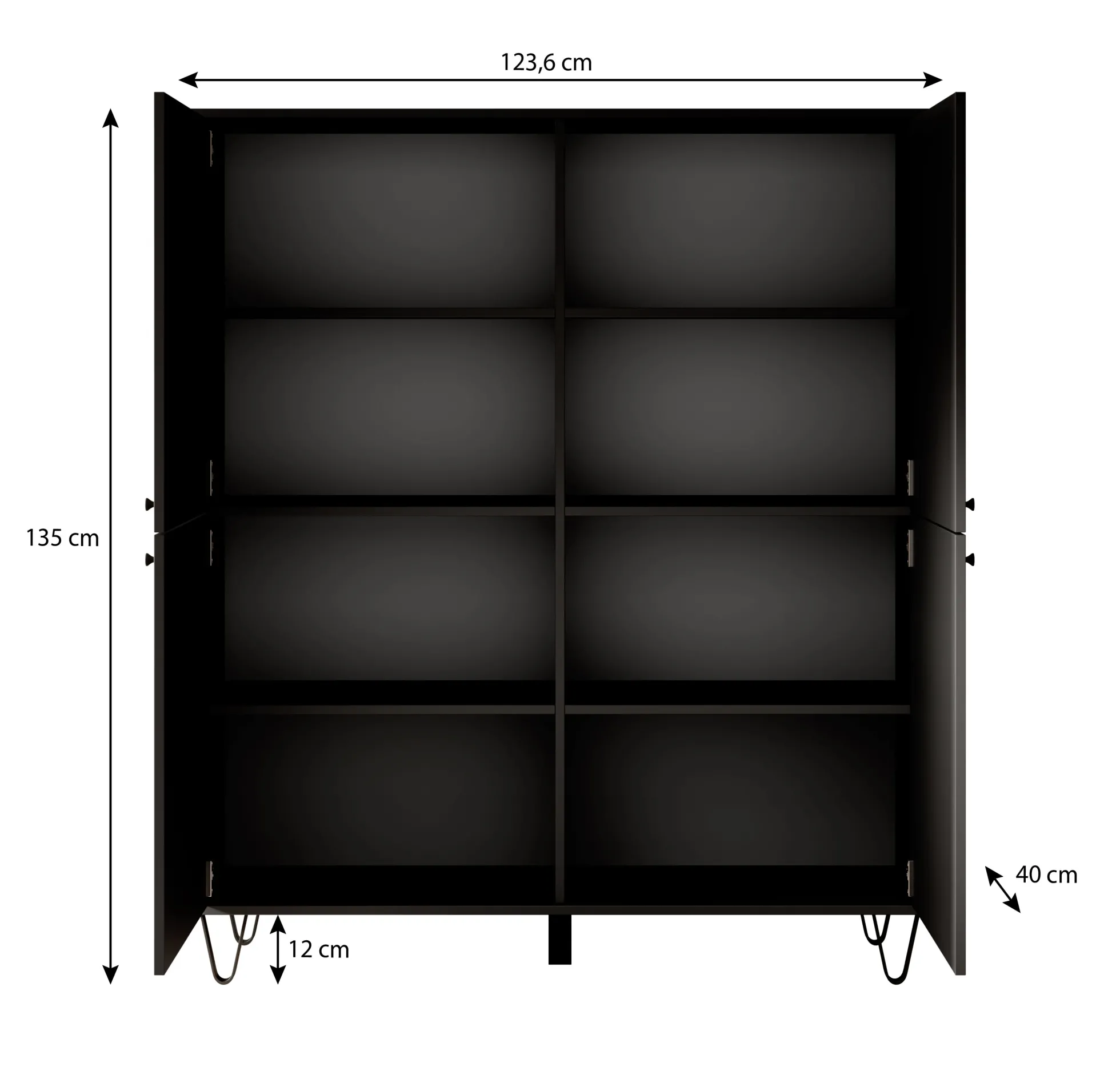 Apula - Dressoir - Antraciet - 124x40x135 cm