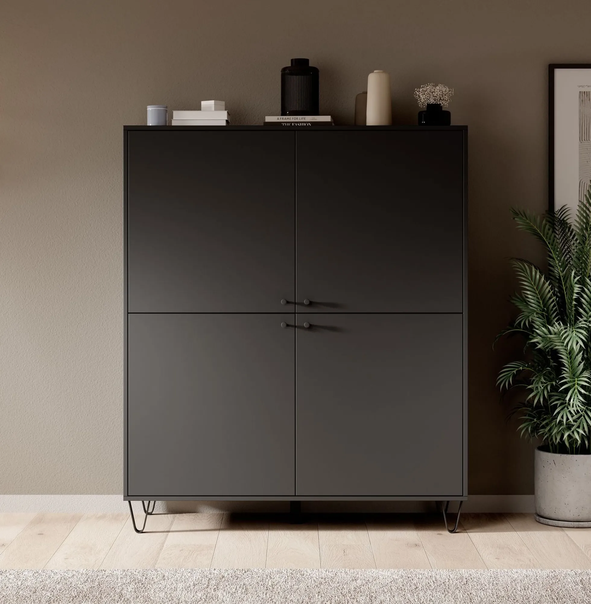Apula - Dressoir - Antraciet - 124x40x135 cm