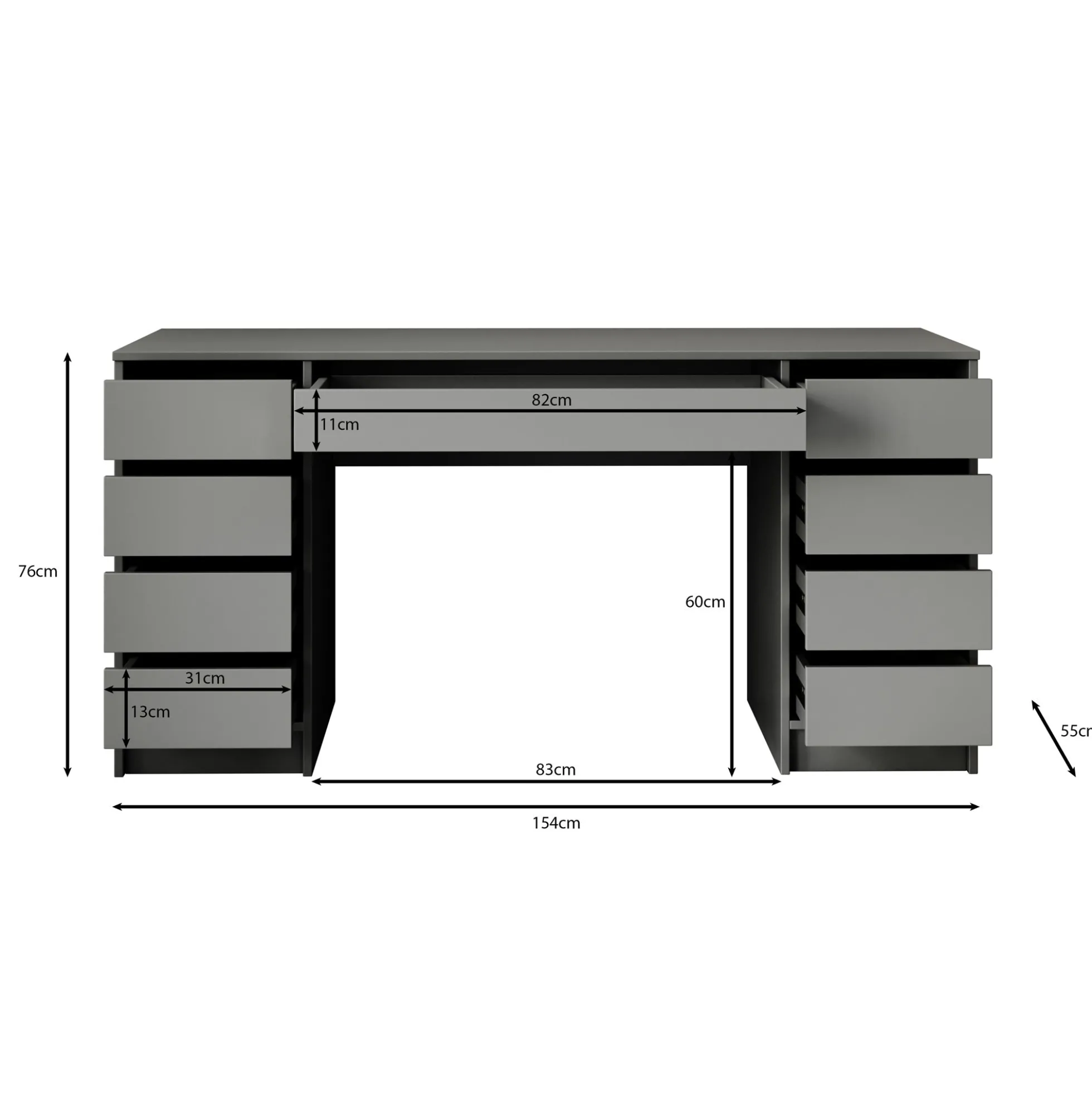 Arco 2 - Kaptafel - Wit - 154x55 cm