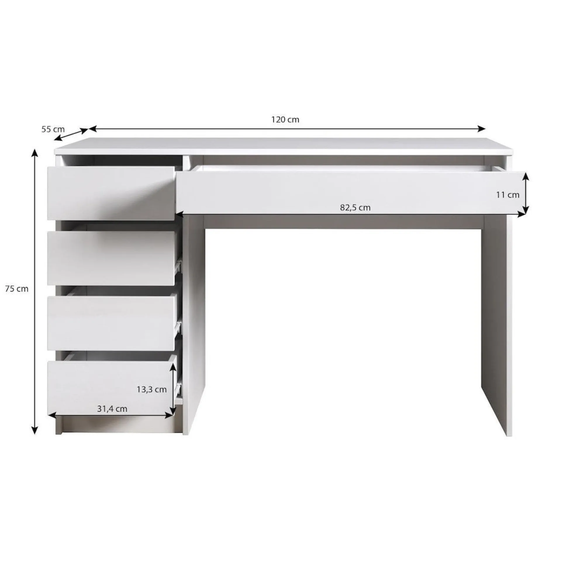 Arco - Kaptafel - Wit hoogglans - 120x55 cm