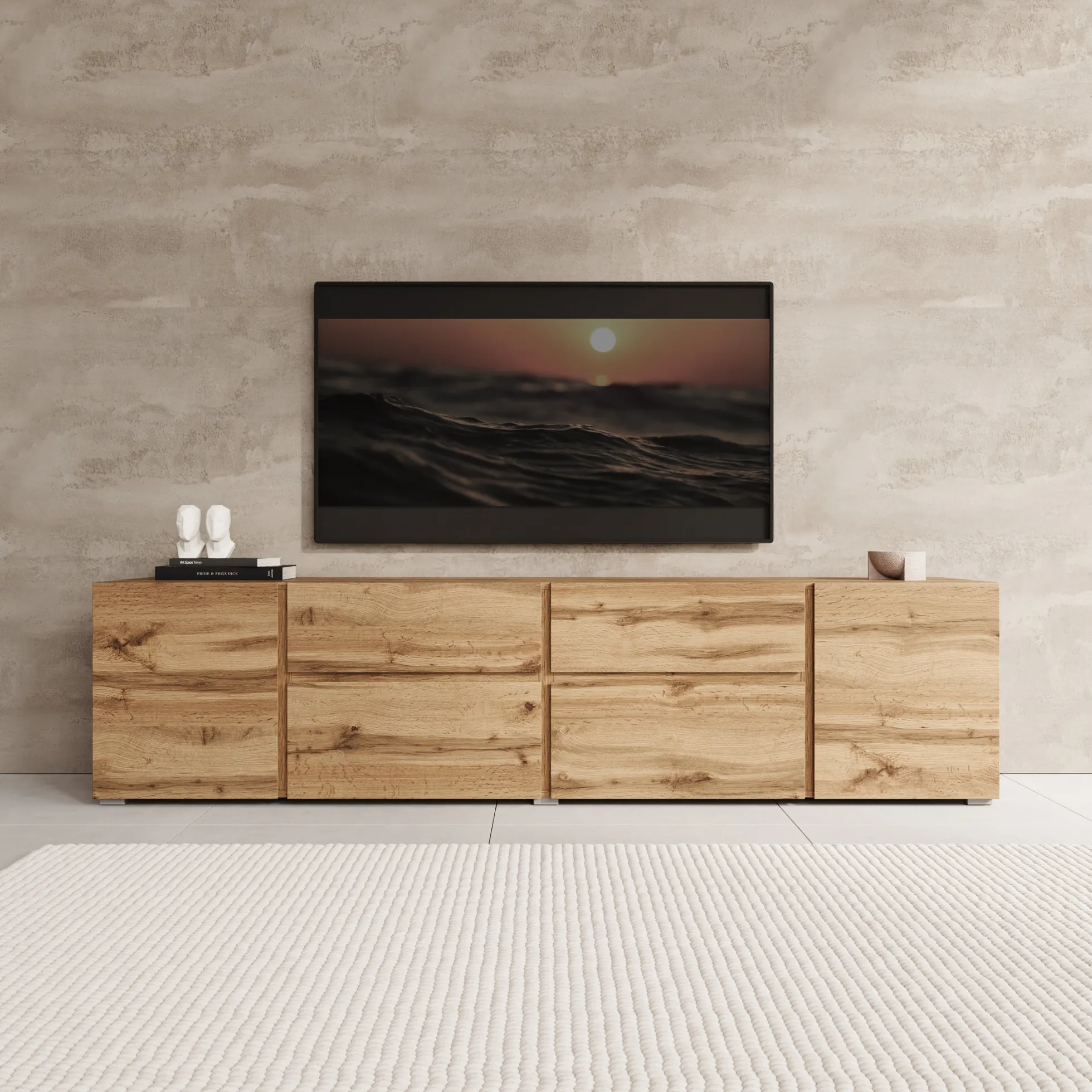 Aroji - TV-Meubel - Eikenpatroon - 195x40x48 cm