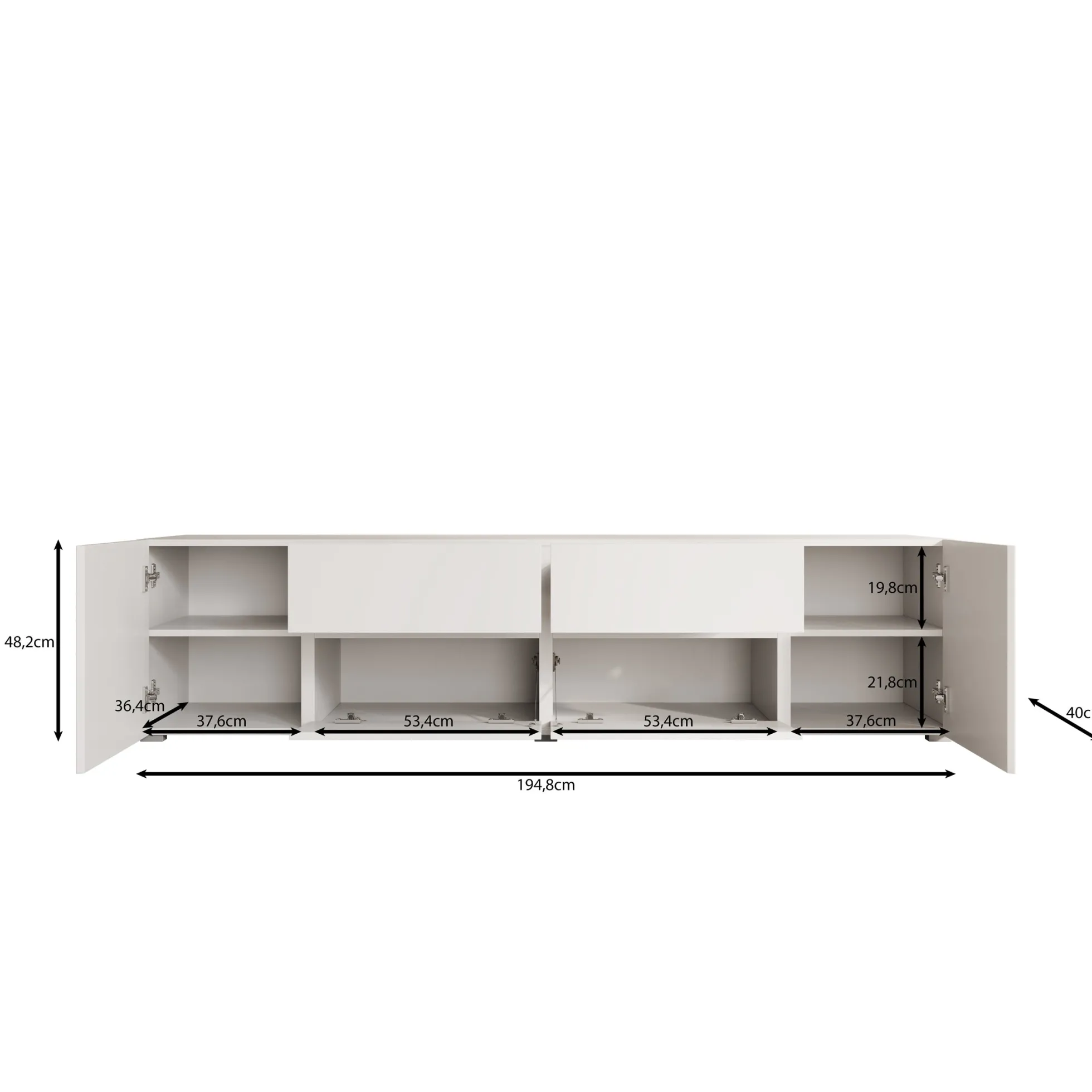 Aroji - TV-Meubel - Eikenpatroon - 195x40x48 cm
