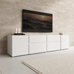 Aroji - TV-Meubel - Wit - 195x40x48 cm