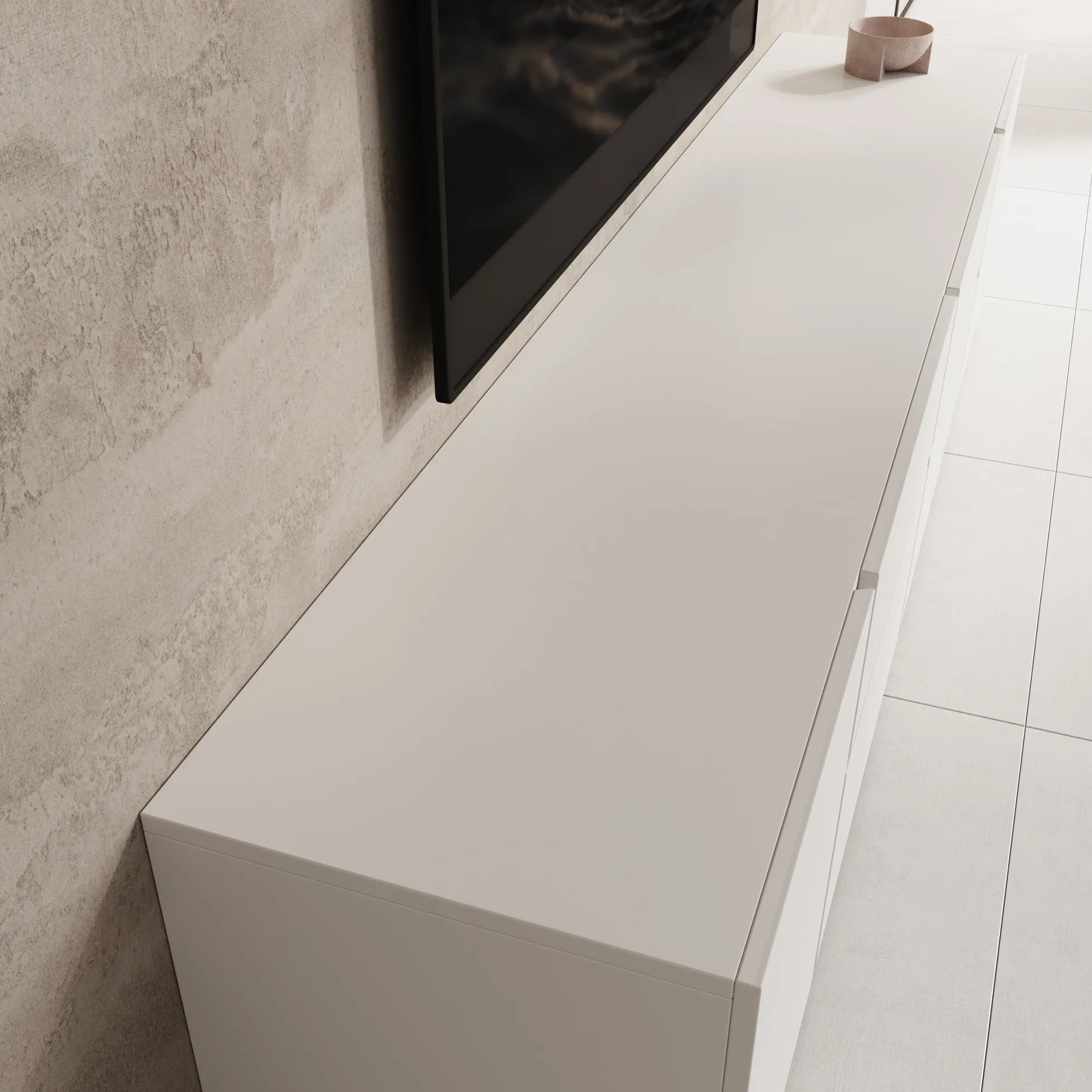 Aroji - TV-Meubel - Wit - 195x40x48 cm