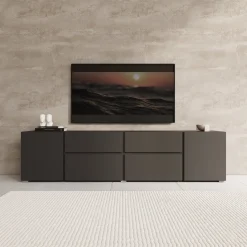 Aroji - TV-Meubel - Zwart - 195x40x48 cm