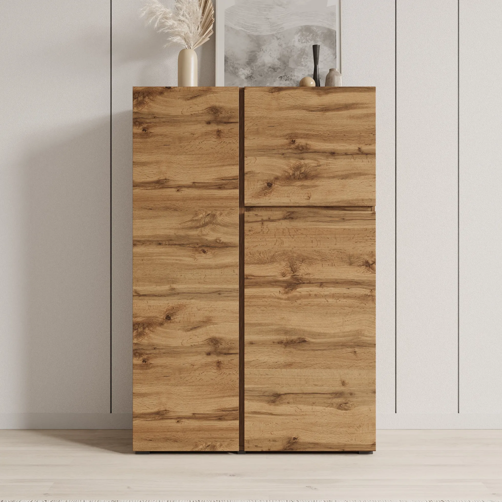 Aroji - Vitrinekast - Eikenpatroon - 92x40x139 cm
