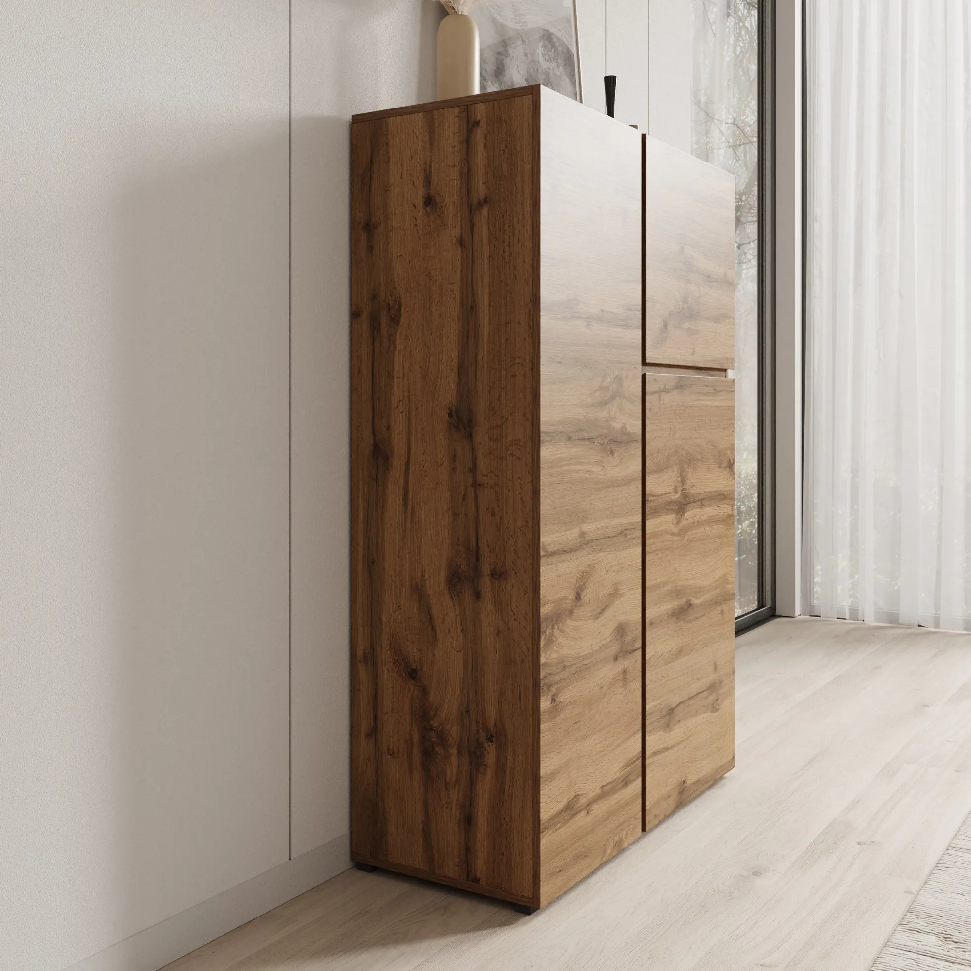 Aroji - Vitrinekast - Eikenpatroon - 92x40x139 cm