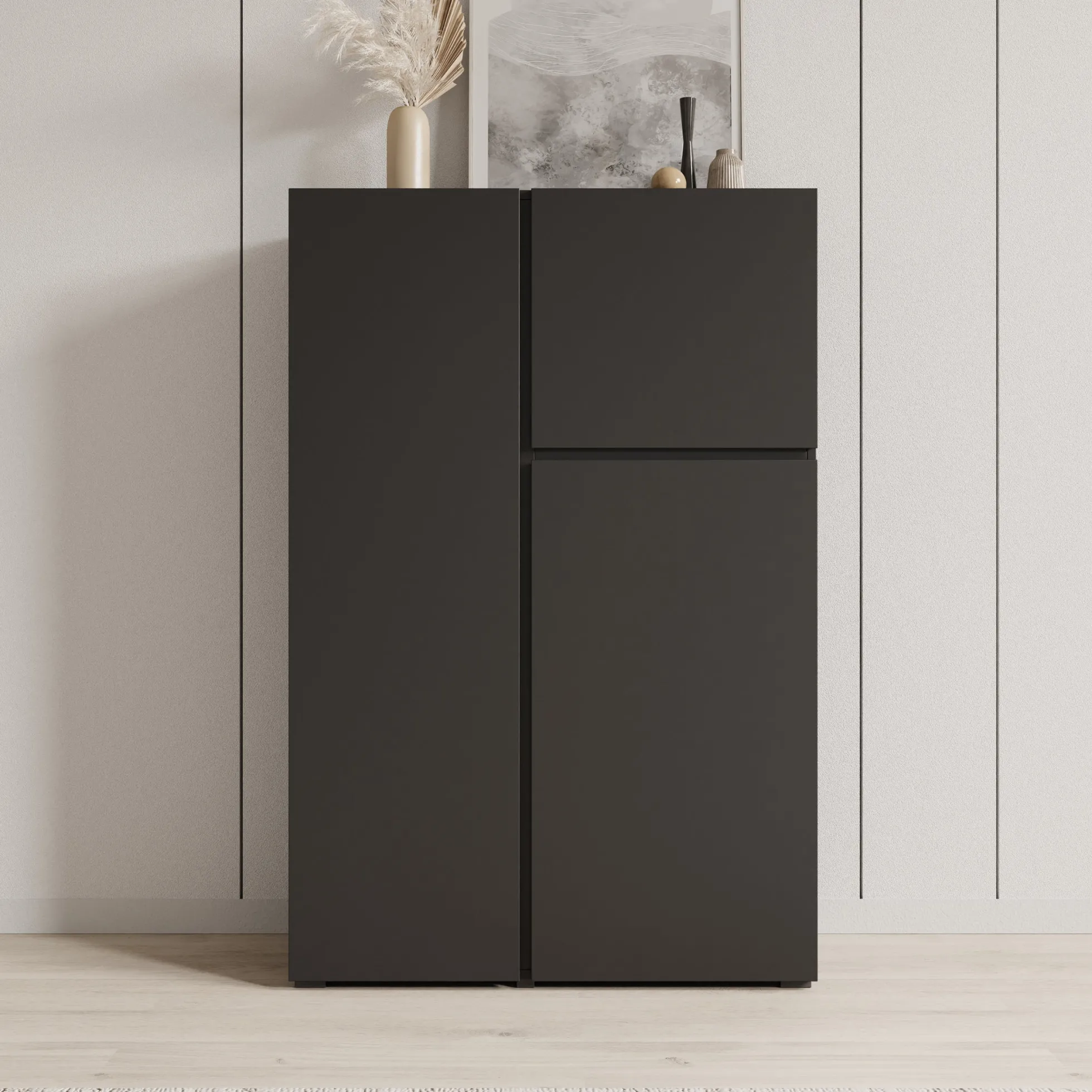 Aroji - Vitrinekast - Zwart - 92x40x139 cm