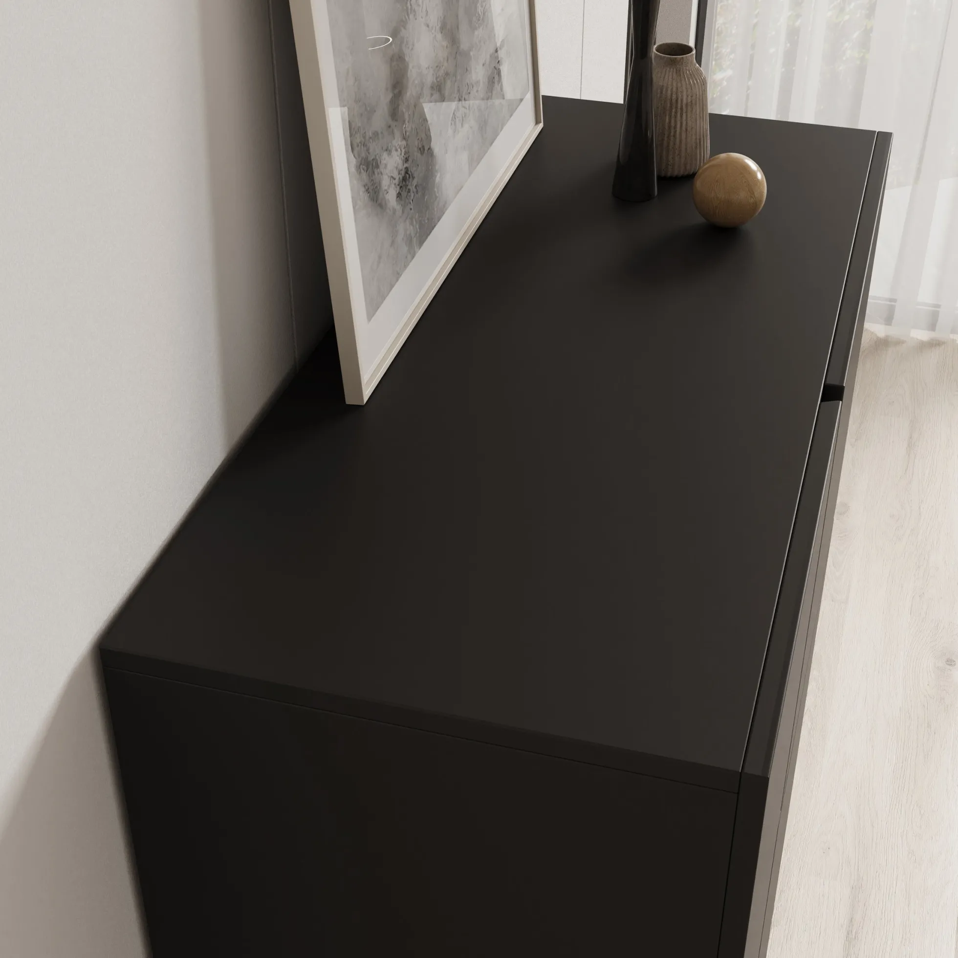 Aroji - Vitrinekast - Zwart - 92x40x139 cm
