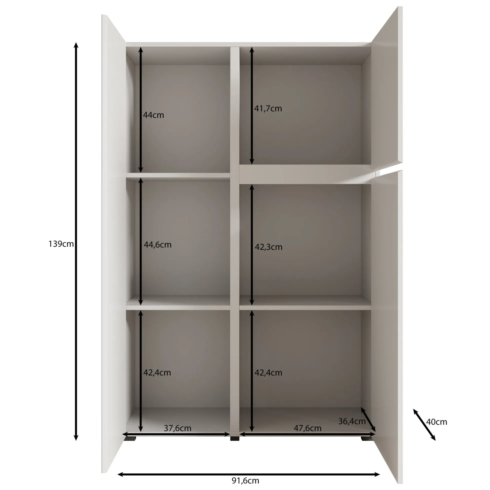 Aroji - Vitrinekast - Zwart - 92x40x139 cm