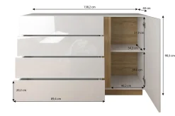 Ashley - Dressoir - Wit/eiken - 138x40x91 cm