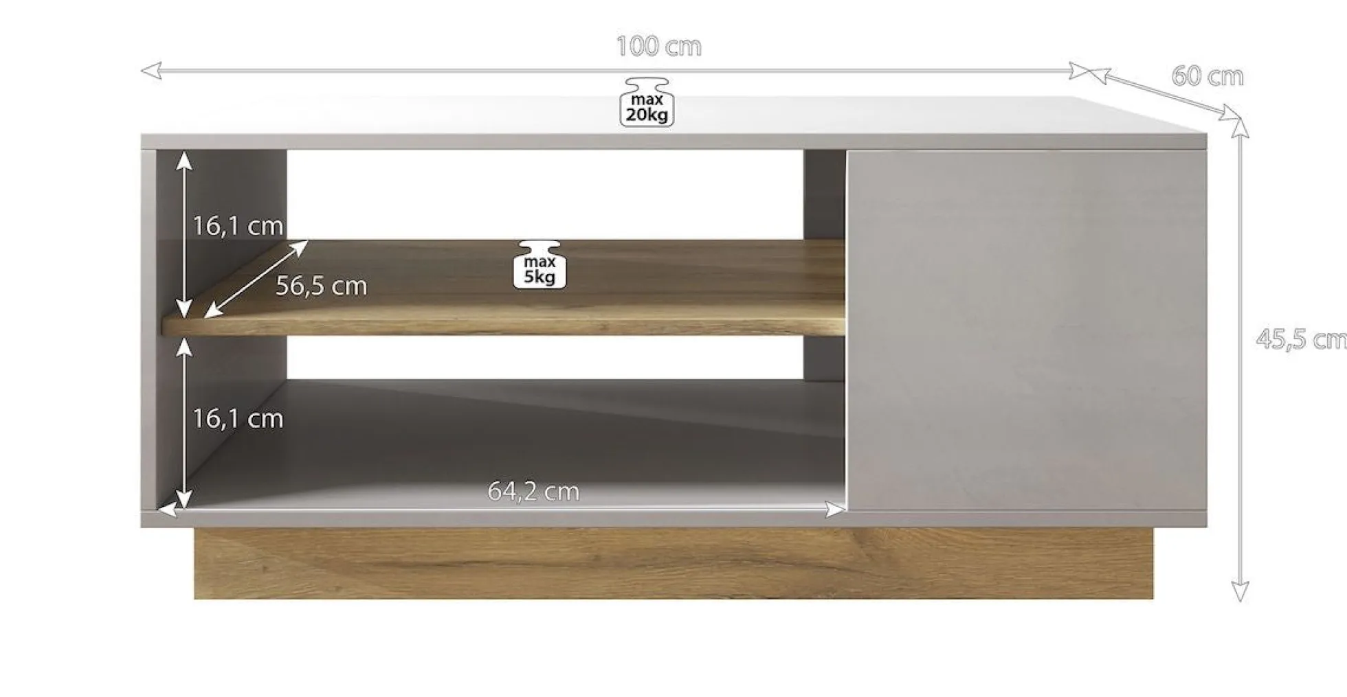 Ashley - Salontafel - Eiken/grijs