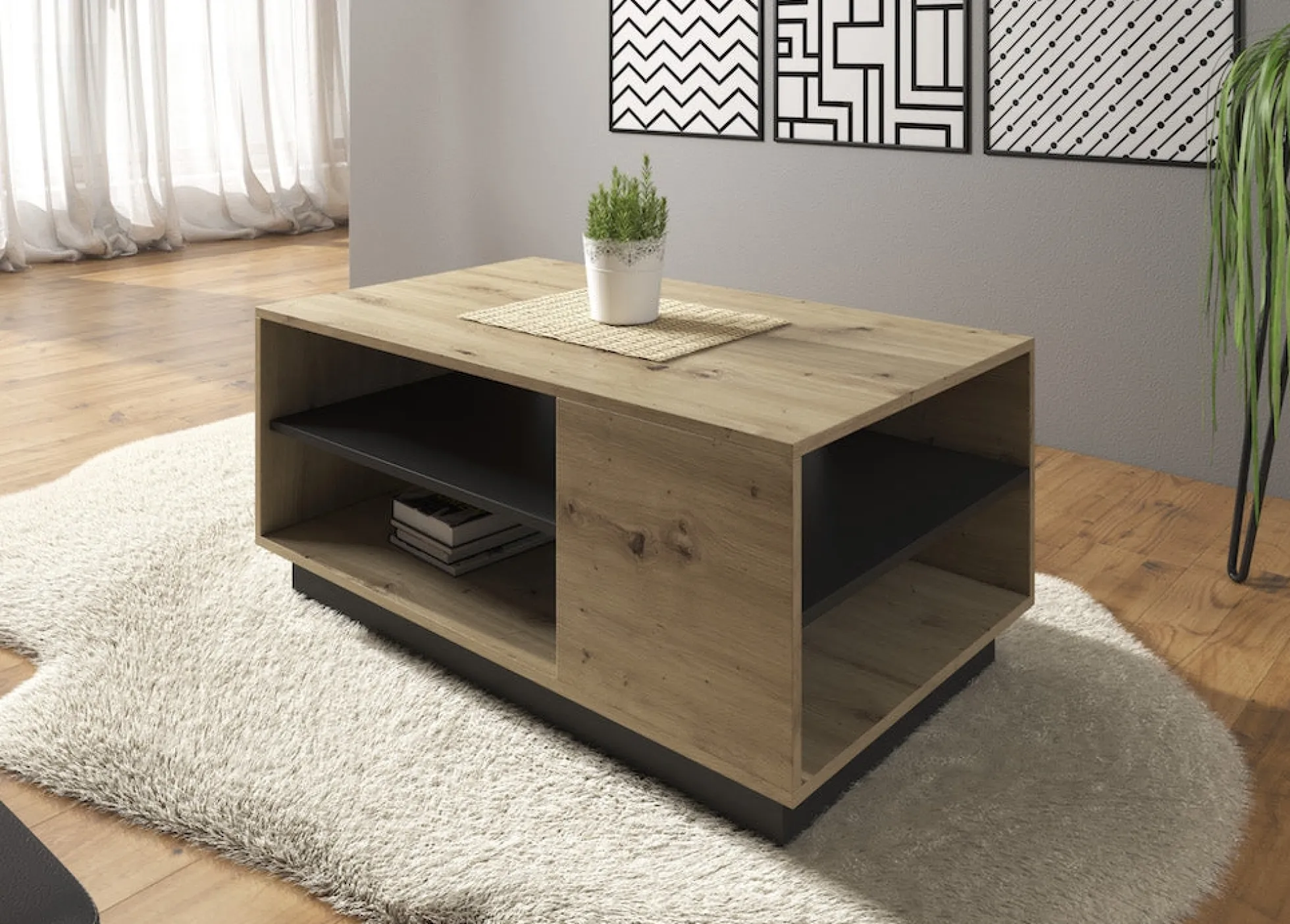 Ashley - Salontafel - Eiken/grijs