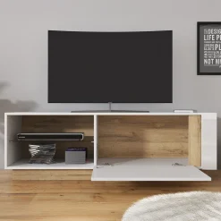 Ashley - TV-Meubel - Wit/eiken - 138 cm