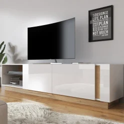 Ashley - TV-Meubel - Wit/eiken - 187 cm