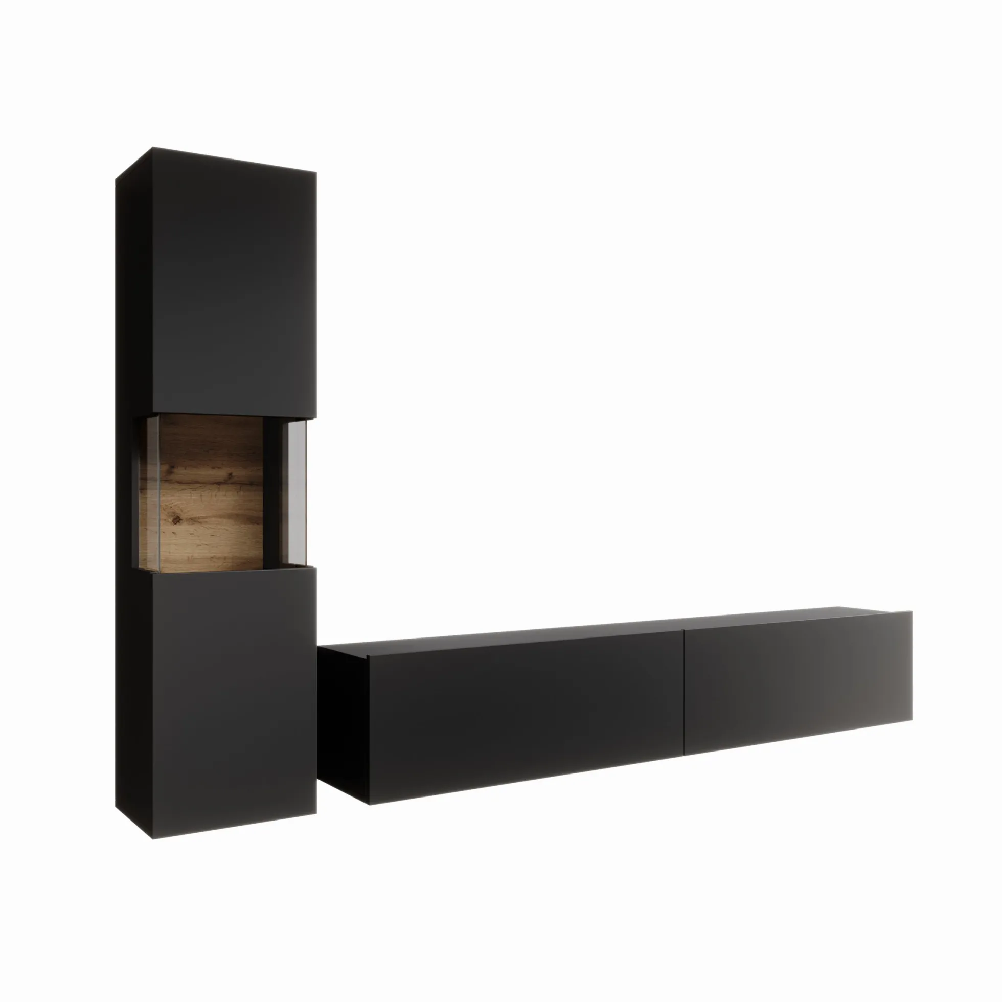 Asilento 1 - Wandmeubel - Zwart - 180x30x33 cm