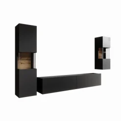 Asilento 2 - Wandmeubel - Zwart - 180x30x33 cm