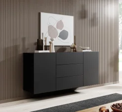 Asilento - Dressoir - Zwart - 140x35x60 cm