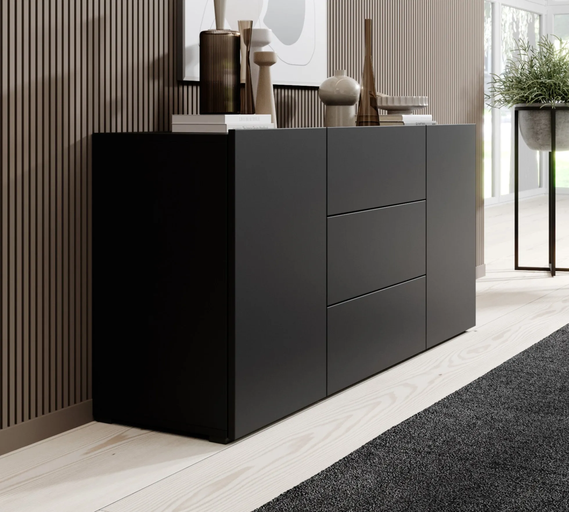 Asilento - Dressoir - Zwart - 140x35x60 cm