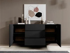 Asilento - Dressoir - Zwart - 140x35x60 cm