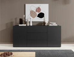 Asilento - Dressoir - Zwart - 140x35x60 cm